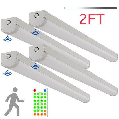 Walrusled 2FT LED-Lichtleiste mit Bewegungsmelder und Fernbedienung für die Küche, 2 Watt/2 Lumen wählbar, 10W/20W, 1250lm/2500lm, 5000K, 100-277V, dimmbar, 2 Fuß LED-Lichtleiste für Geschäfte, 60CM bündig montierte LED-Lichtleiste für die Garagendecke