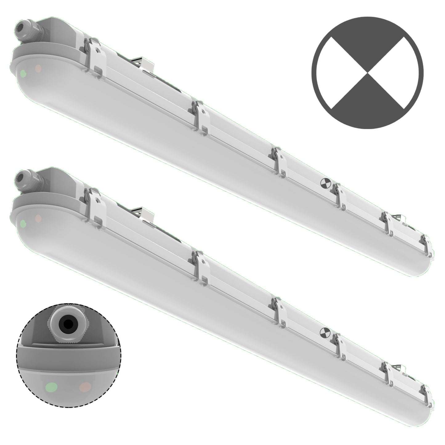 Walrusled 4FT Stairwell LED Linear Strip Vapor Tight Emergency Batten Light, Power Selectable, 20W/40W, 2500lm/5000lm, Battery Backup, 5000K, IP65, 4 Foot Garage LED Tri Proof Light Fixture, Flush Mount 120CM Tunnel Led Vapor Proof Ceiling Batten Light