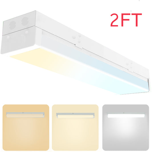 Walrusled 2FT LED Kitchen Wraparound Batten Light Fixture, 2 Wattages/2 Lumens/3 CCT Selectable, 10W/20W, 1250lm/2500lm, 3000K/4000K/5000K, 100-277V, IP20, 2 Foot LED Garage Wrap Around Batten Light Fixture, 60CM Flush Mount Stairwell Batten Ceiling Light