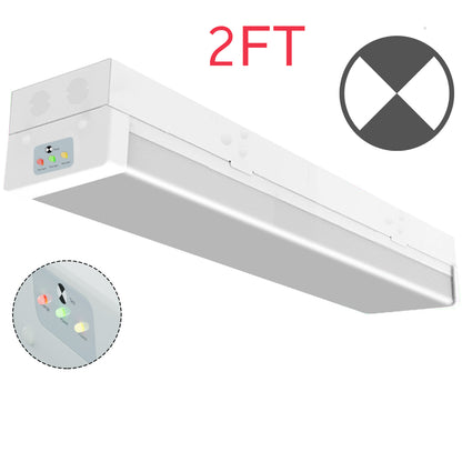 Walrusled 2FT LED Kitchen Wraparound Emergency Batten Light Fixture, Power Selectable 10W/20W, 1250lm/2500lm, Battery Backup, 5000K, IP20, 2 Foot LED Garage Wrap Around Batten Light Fixture, 60CM Flush Mount LED Closet Stairwell Patio Batten Ceiling Light