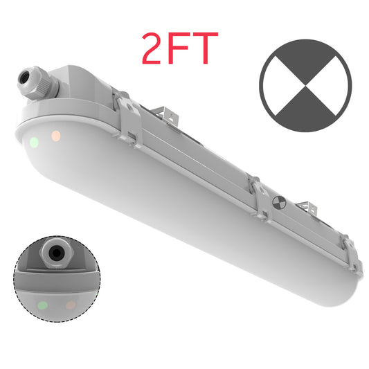 Walrusled 2FT Stairwell LED Linear Strip Vapor Tight Emergency Batten Light, Power Selectable, 10W/20W, 1250lm/2500lm, Battery Backup, 5000K, IP65, 2 Foot Garage LED Tri Proof Light Fixture, 60CM Flush Mount Tunnel Led Vapor Proof Ceiling Batten Light