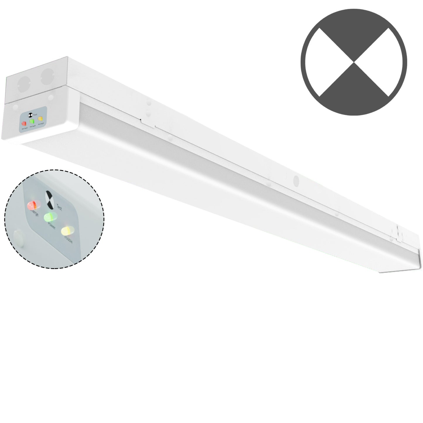 Walrusled 4FT LED Kitchen Wraparound Emergency Batten Light Fixture, Power Selectable 20W/40W 2500lm/5000lm, Battery Backup, 5000K, IP20, 4 Foot LED Garage Wrap Around Batten Light Fixture, 120CM Flush Mount LED Closet Stairwell Patio Batten Ceiling Light