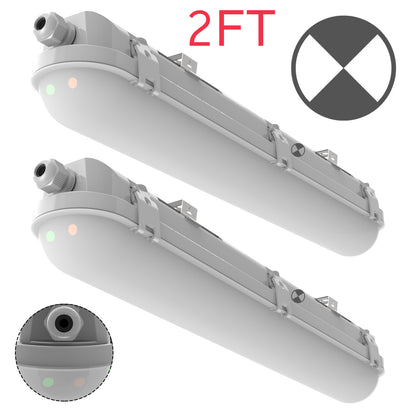 Walrusled 2FT Stairwell LED Linear Strip Vapor Tight Emergency Batten Light, Power Selectable, 10W/20W, 1250lm/2500lm, Battery Backup, 5000K, IP65, 2 Foot Garage LED Tri Proof Light Fixture, 60CM Flush Mount Tunnel Led Vapor Proof Ceiling Batten Light