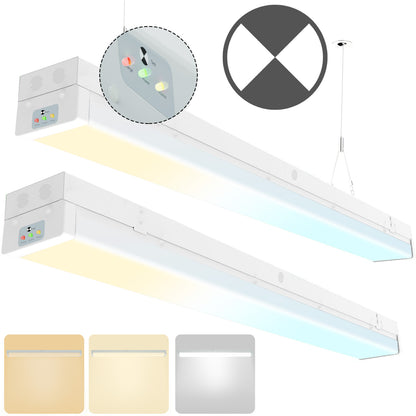 Walrusled 4FT LED Kitchen Wraparound Emergency Batten Light Fixture, 3 CCT Power Selectable, 20W/40W, 2500lm/5000lm, Battery Backup, 3000K/4000K/5000K, IP20, 4 Foot LED Garage Wrap Around Batten Light Fixture, 120CM Flush Mount LED Stairwell Ceiling Light