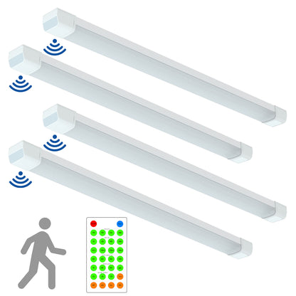 Walrusled 4FT Motion Sensor LED Tri Proof Batten Light, 2 Wattages/2 Lumens Selectable 20W/40W 2500lm/5000lm, 5000K, IP65, 100-277V, IK10, Dimmable 4 Foot LED Waterproof Vapor Tight Linear Tube Light Fixture, 120CM Flushmount Led Vapor Proof Ceiling Light