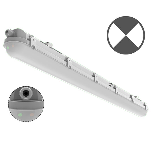 Walrusled 4FT Stairwell LED Linear Strip Vapor Tight Emergency Batten Light, Power Selectable, 20W/40W, 2500lm/5000lm, Battery Backup, 5000K, IP65, 4 Foot Garage LED Tri Proof Light Fixture, Flush Mount 120CM Tunnel Led Vapor Proof Ceiling Batten Light